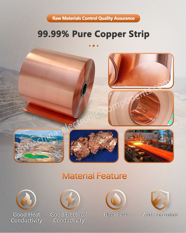 99.99% Pure Copper Strip for Electrical Copper Stamping Parts 99.99% Pure Copper Strip for Electrical Copper Stamping Parts